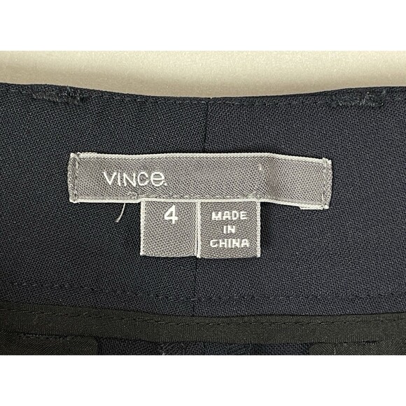 Vince Women 4 Pants Side Strapping Wool Stretch Ankle Pleated Navy Blue Corpcore - Picture 5 of 12